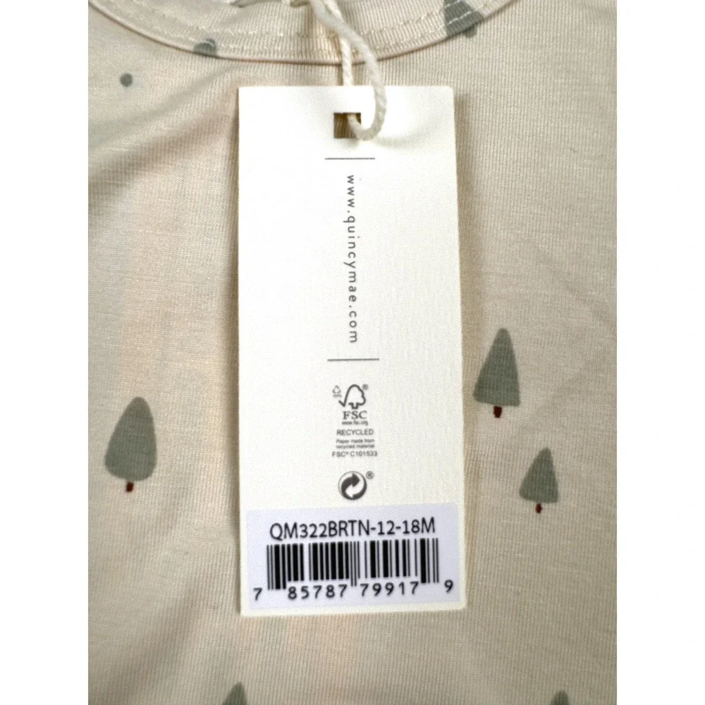 Quincy Mae Bamboo Pajama Set Trees Print‎ 12-18 Months